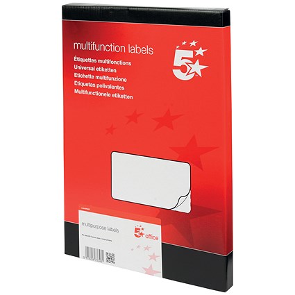 5 Star Laser and Inkjet Labels, 6 per Sheet, 99x93mm, White, 600 Labels 5 Star Laser and Inkjet Labels, 6 per Sheet, 99x93mm, White, 600 Labels