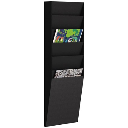 Fast Paper Wall-Mounted Document Panel, 6 x A4 Pockets, Black