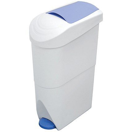 Pedal Operated Sanitay Bin, 20 Litre, White/Blue Pedal Operated Sanitay Bin, 20 Litre, White/Blue