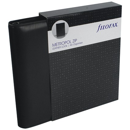 Filofax Metropol Organiser, Zip-fastening, A5, Black