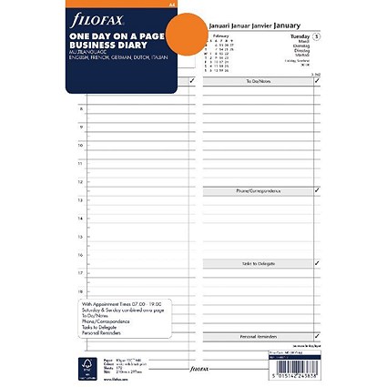 Filofax Refill A4 Day Per Page 2020
