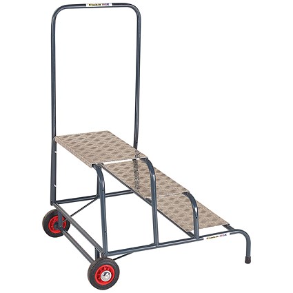 Climb-It Wide Work Steps with Chequer Plate, 3 Tread, Silver Climb-It Wide Work Steps with Chequer Plate, 3 Tread, Silver