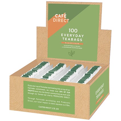Cafe Direct EverydayTagged Tea Bags, Pack of 100