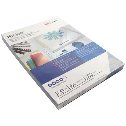 Pvc Reput GBC PVC Report Covers, 200 micron, Clear, A4, Pack of 100 | Paperstone