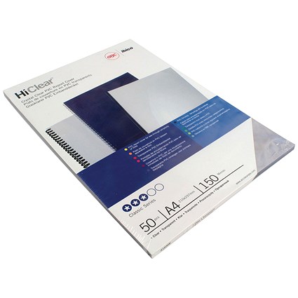 GBC Report Covers, 150 micron, Clear, A4, Pack of 50 GBC Report Covers, 150 micron, Clear, A4, Pack of 50