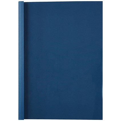 GBC Thermal Binding Covers, 1.5mm, Front: Clear, Back: Royal Blue Leathergrain, A4, Pack of 100