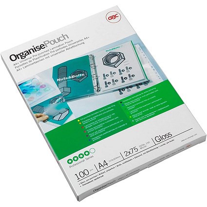 GBC A4 Laminating Pouches, 150 Microns, Glossy, Pack of 100