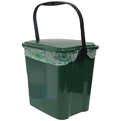 Kitchen Waste Caddy Bin, Recyclable Polypropylene, 7 Litre, Moss Green