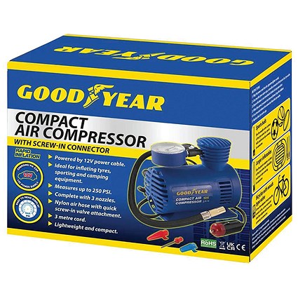 Goodyear Pro Compact Mini Air Compressor Blue
