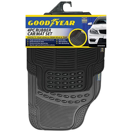 Goodyear 4 Piece Rubber Car Mat Set Black
