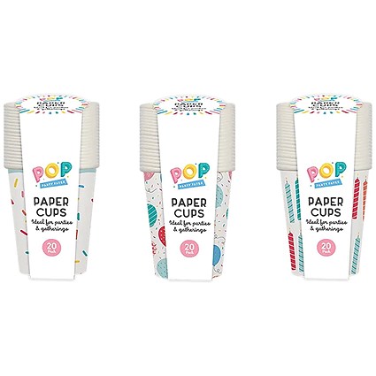 Party Printed Paper Cups 275ml x20 Pack of 18