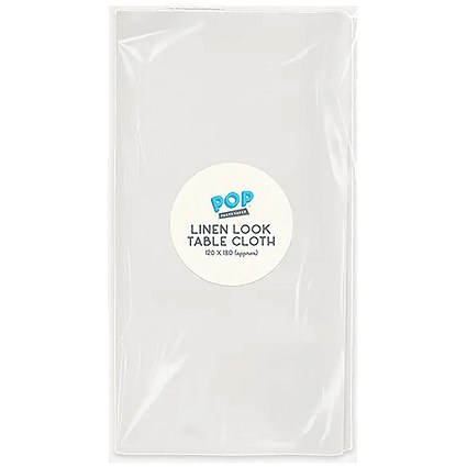Linen Look Tablecloth 1200x1800mm White Pack of 18