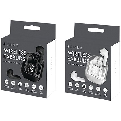 Wireless Ear Buds with Charging Case White/Black Pack of 16 ELE12574OB