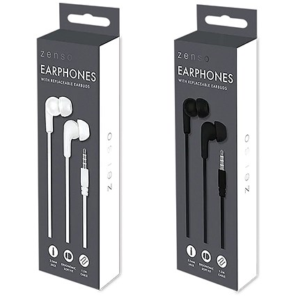 Earphones with Jack Port White/Black Pack of 24 ELE12588