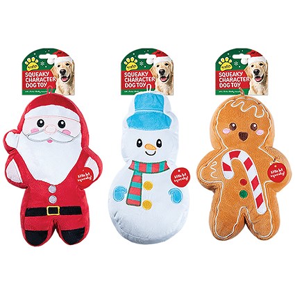Christmas Plush Characters Squeaky Dog Toy Pack of 12