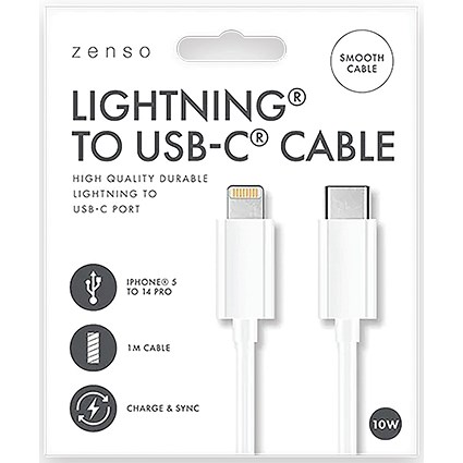Lightning to USB Type-C Charging Cable 1m White Pack of 24