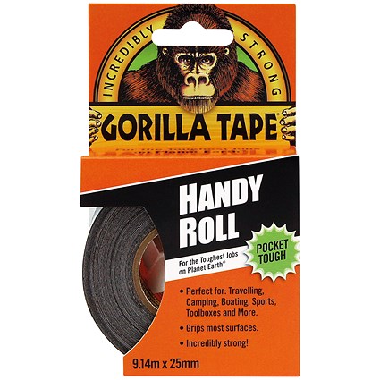 Gorilla Tape Handy Roll, 25mm x 9.14m, Black