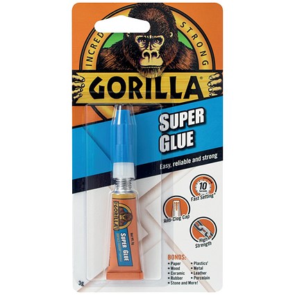 Gorilla Glue Super Glue, 3g Clipstrip, Pack of 10