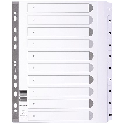 Exacompta Guildhall Mylar Index 1-10 A4 Maxi White