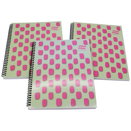 Europa Splash Notebooks, A4+, Ruled & Perforated, 160 Pages, Pink, Pack of 3