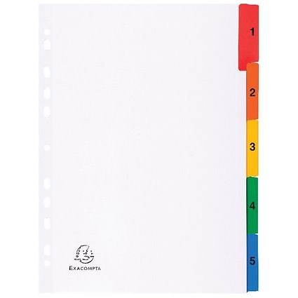 Guildhall Mylar Index Coloured Tabs 1-5 A4 White