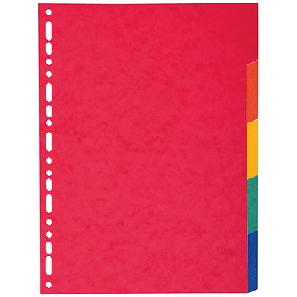 Exacompta Recylced Subject Dividers, 5-Part, Blank Multicolour Tabs, A4, Multicolour