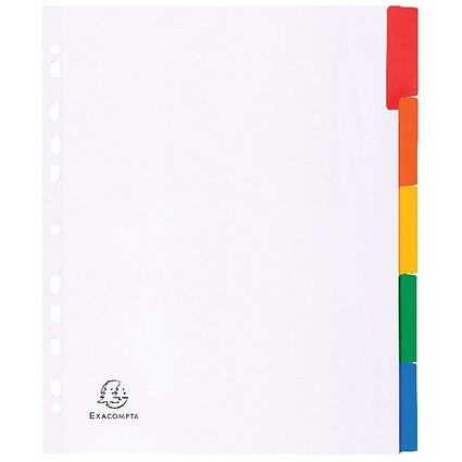 Exacompta Divider Coloured Plastic Tabs 5-Part A4 Maxi White