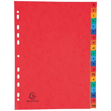 Exacompta Index Dividers, A-Z, Multicolour Tabs, A4, Multicolour