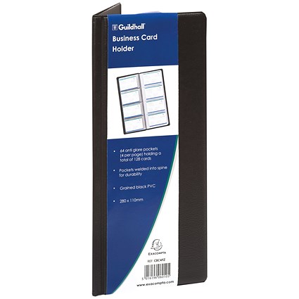 Exacompta Guildhall Classic Business Card Holder 128 Card Black