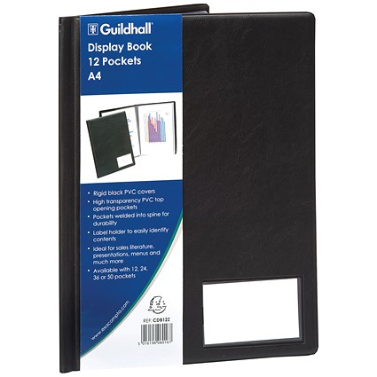 Guildhall A4 Display Book, 12 Pockets, Black