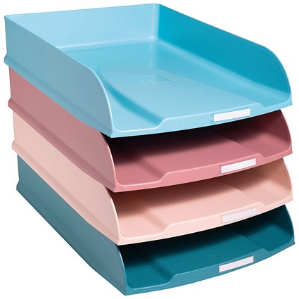 Exacompta Skandi Recycled Plastic Letter Trays, Assorted, Pack of 4 Exacompta Skandi Recycled Plastic Letter Trays, Assorted, Pack of 4