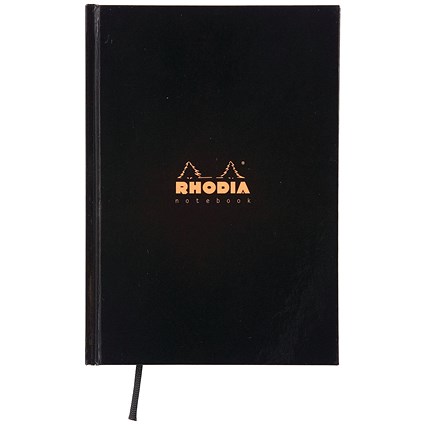 Rhodia Casebound Business Notebook, A5, Ruled, 192 Pages, Black, Pack of 3