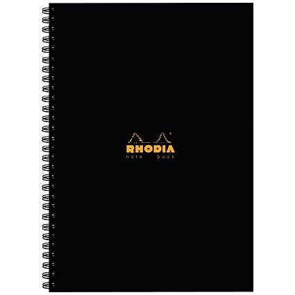 Rhodia Wirebound Business Notebook, A4, Ruled & Perforated, 160 Pages, Black, Pack of 3