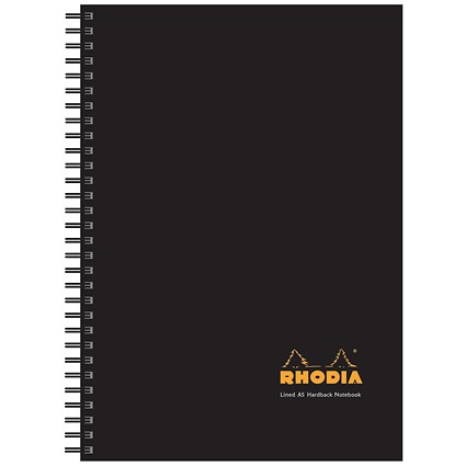 Rhodia Wirebound Business Notebook, A5, Ruled & Perforated, 160 Pages, Black, Pack of 3