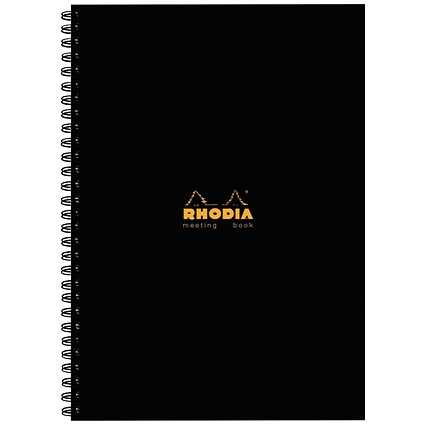 Rhodia Wirebound Meeting Notebook, A4, Ruled, 160 Pages, Black, Pack of 3