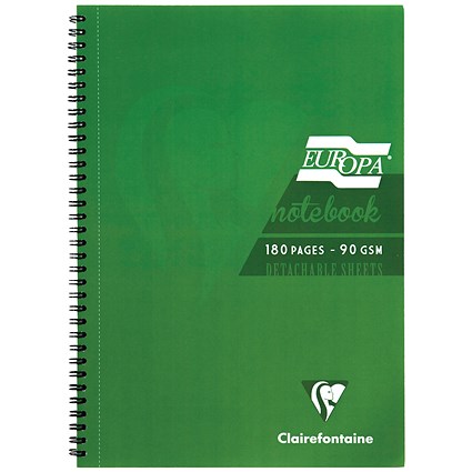 Clairefontaine Europa Notebook 180 Pages A4 Green (Pack of 5)