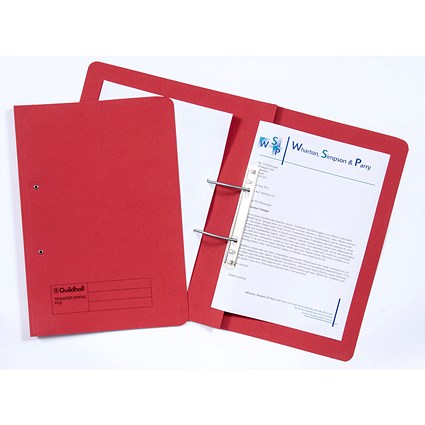 Guildhall Transfer Files, 315gsm, Foolscap, Red, Pack of 50