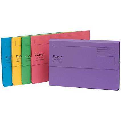 Exacompta Forever Document Wallets, 300gsm, Foolscap, Assorted, Pack of 25