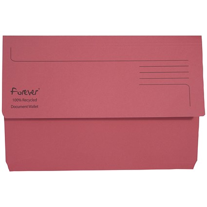 Exacompta Forever Document Wallets, 300gsm, Foolscap, Pink, Pack of 25