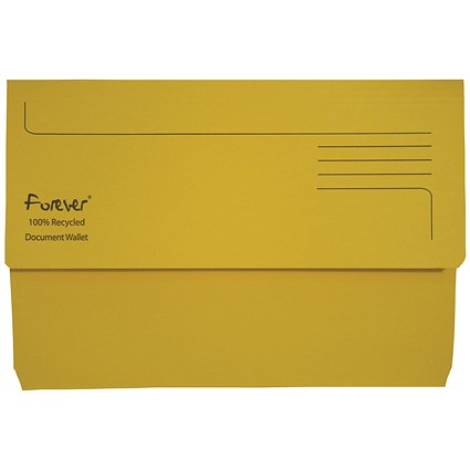 Guildhall Bright Document Wallets, 300gsm, Foolscap, Yellow, Pack of 25