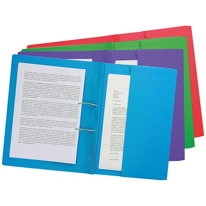 Exacompta Forever Pocket Spiral Files, 300gsm, Foolscap, Assorted, Pack of 25