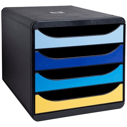 Exacompta Bee Blue Big Box Recycled 4 Drawer Set, Multi-Coloured