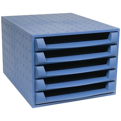 Exacompta Recycled 5 Drawer Set, Blue Exacompta Recycled 5 Drawer Set, Blue
