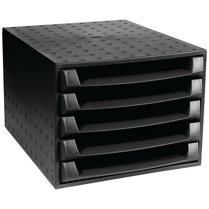 Exacompta Recycled 5 Drawer Set, Black Exacompta Recycled 5 Drawer Set, Black