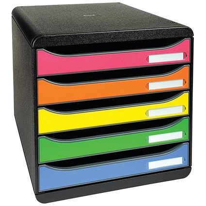 Exacompta Big Box Plus Drawer Set with 5 Drawers, A4+, Multicoloured