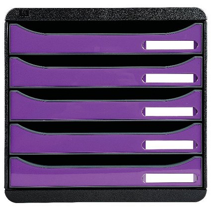 Exacompta Iderama Big Box Plus Purple 5 Drawer Set (Height: 43mm)