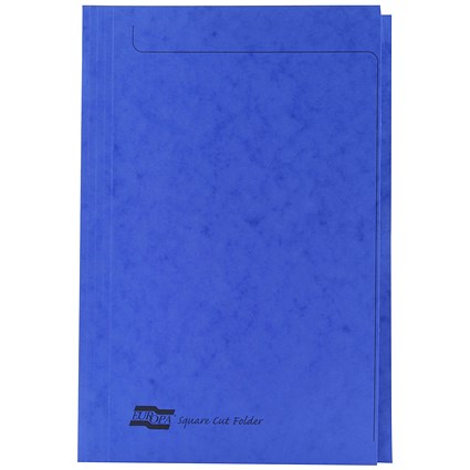 Exacompta Square Cut Folders, 265gsm, Foolscap, Blue, Pack of 50