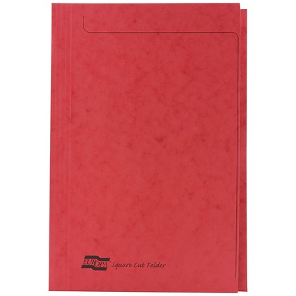 Exacompta Square Cut Folders, 265gsm, Foolscap, Red, Pack of 50