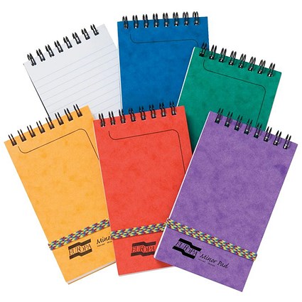 Europa Wirebound Minor Pad, 127x76mm, Ruled, 120 Pages, Assorted Colours, Pack of 20