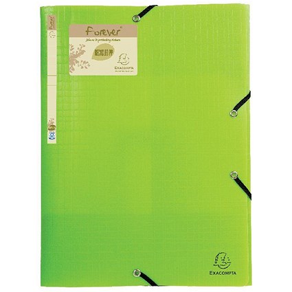 Exacompta Forever Elasticated 3 Flap Folder Lime (Pack of 15)